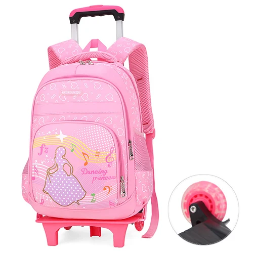 GRADE 2-6 Kids Trolley Schoolbag Luggage Book Bags boys girls Backpack Latest Removable Children School Bags 2/6 Wheels - Цвет: DD121102PI