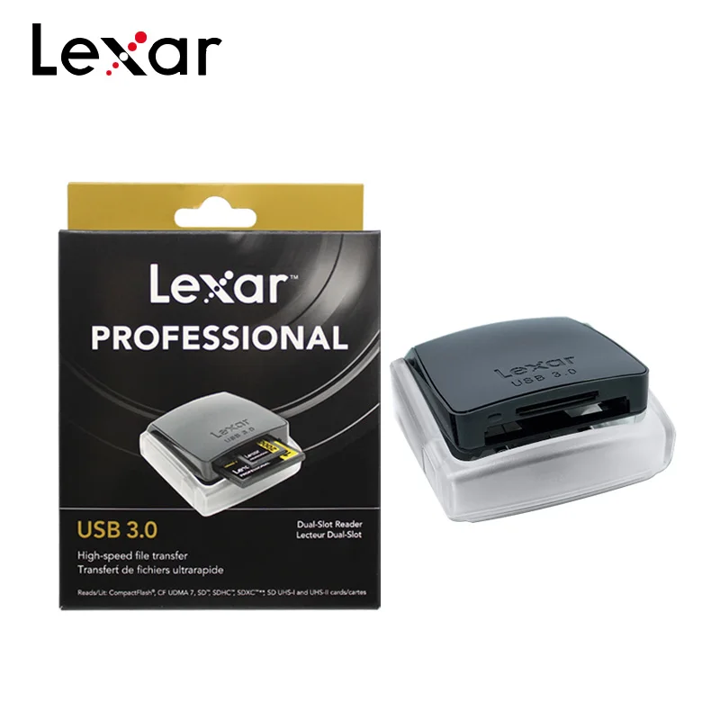 Lexar Профессиональный 2 в 1 USB 3,0 кард-ридер высокоскоростной двухслотовый ридер для SDHC SDXD SD карта CF карта