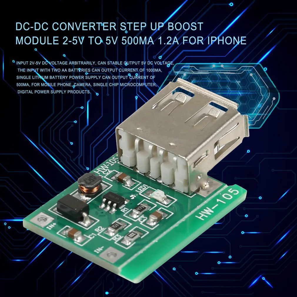 

Hot DC-DC Converter Step Up Boost Module 2-5V to 5V 500mA 1.2A for iphone PLD