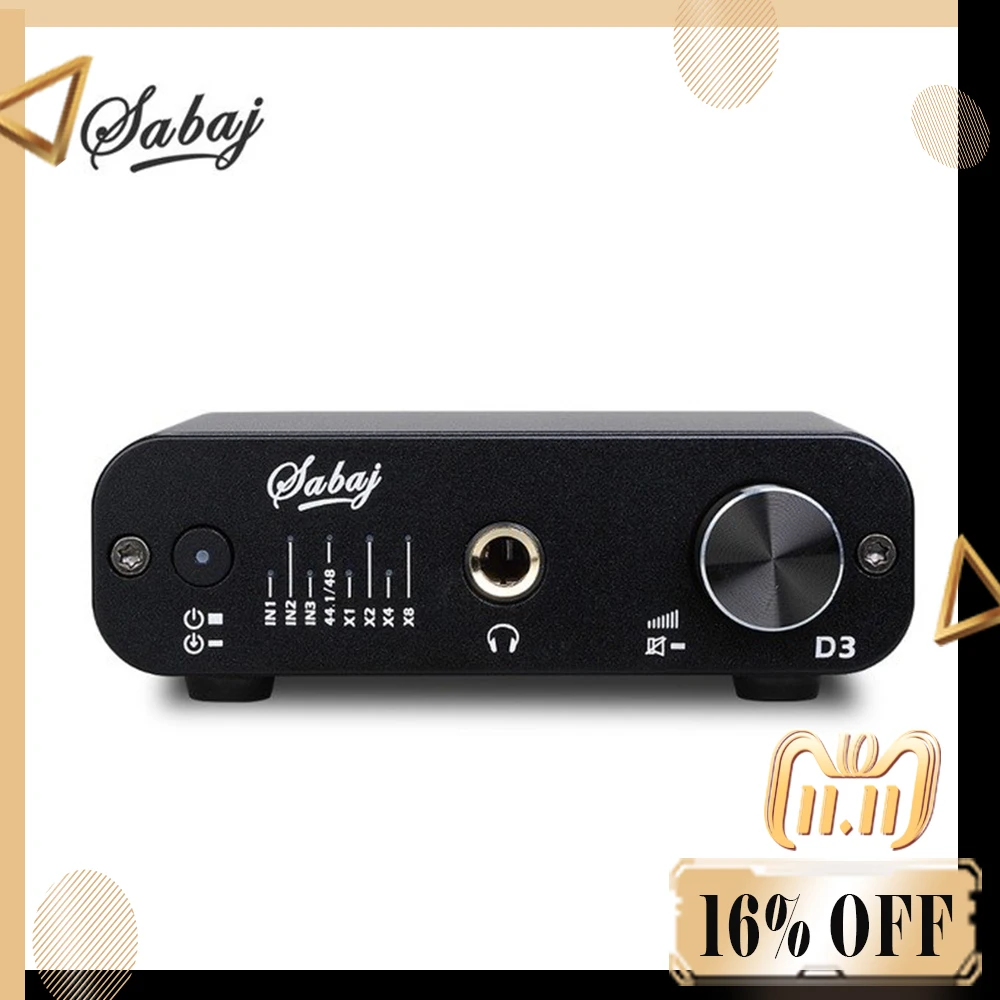 SABAJ D3 Audio DAC and Headphone Amplifier with 32bit/384kHz RCA 3.5mm Headphone Jack Output USB Optical Coaxial Input Silver SABAJ D3 Audio DAC and Headphone Amplifier with 32bit/384kHz RCA 3.5mm Headphone Jack Output USB Optical Coaxial Input Silver