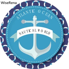 Синий белый круглый ковер в морском стиле для детей, для мальчиков, якорь, для спальни, стул, коврики для туалета, для ванной, домашние декоративные ковры, tapete