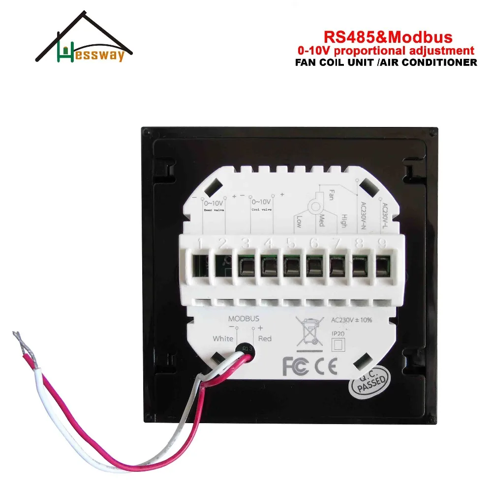 HESSWAY 95-240VAC регулятор напряжения 0-10 в клапан Modbus термостат RS485 для 2 труб 4P комнатной температуры