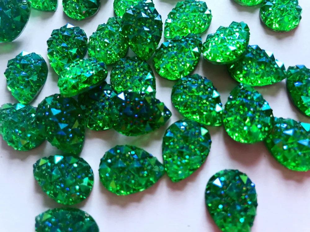 100pcs new fashion style crystal sew on green rhinestones flatback drop