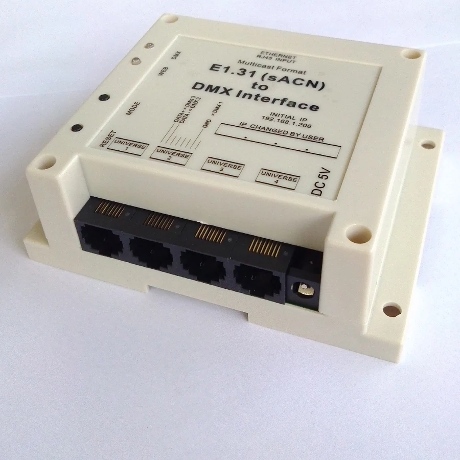 

For Magic Q, E1.31 (sACN) to DMX Interface / Bridge, 4 DMX512 Universes output, perfect substitution for USB to DMX512 dongle