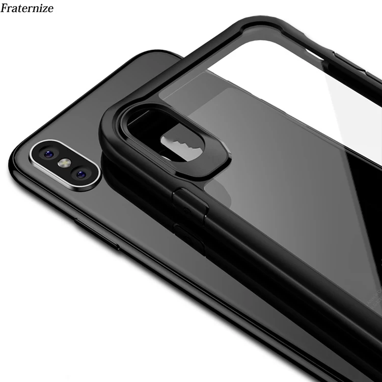for iPhone XR Clear shockproof Case Soft silicone frame+acrylic Hard transparent Full back cover X XS Max Capa Coque |