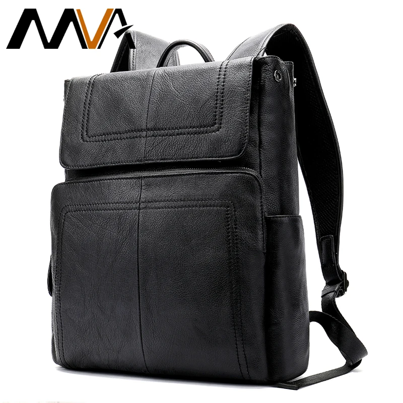 MVA Genuine Leather Backpack Men Vintage Travel Bags Men's Business Laptop Bag Pack Men Cowhide Daypack Black Shoulder Bags 6115