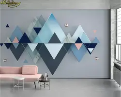 Beibehang заказ фотообои 3d Синий Геометрический треугольники мозаика ТВ задний план обоями домашний декор papel де parede