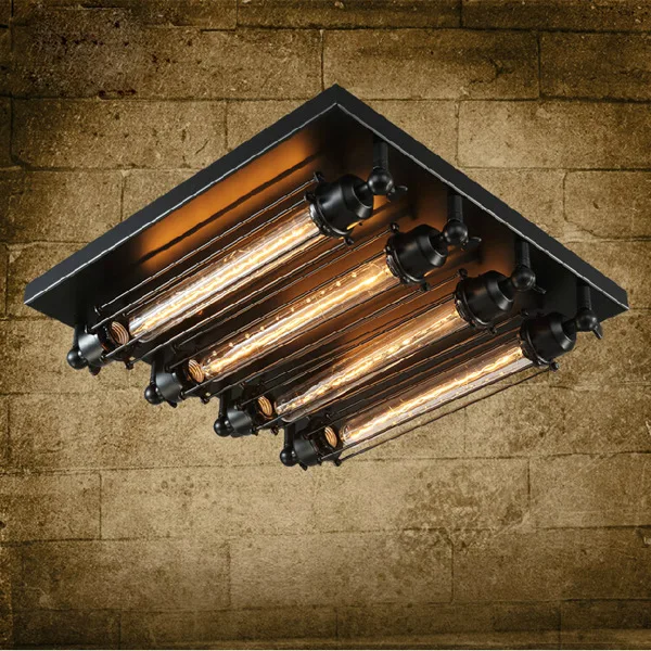 

Loft iron ceiling light 4 edison bulbs nightclub industrial Steampunk metal punk lamp. Vintage retro deco Lighting Fixture