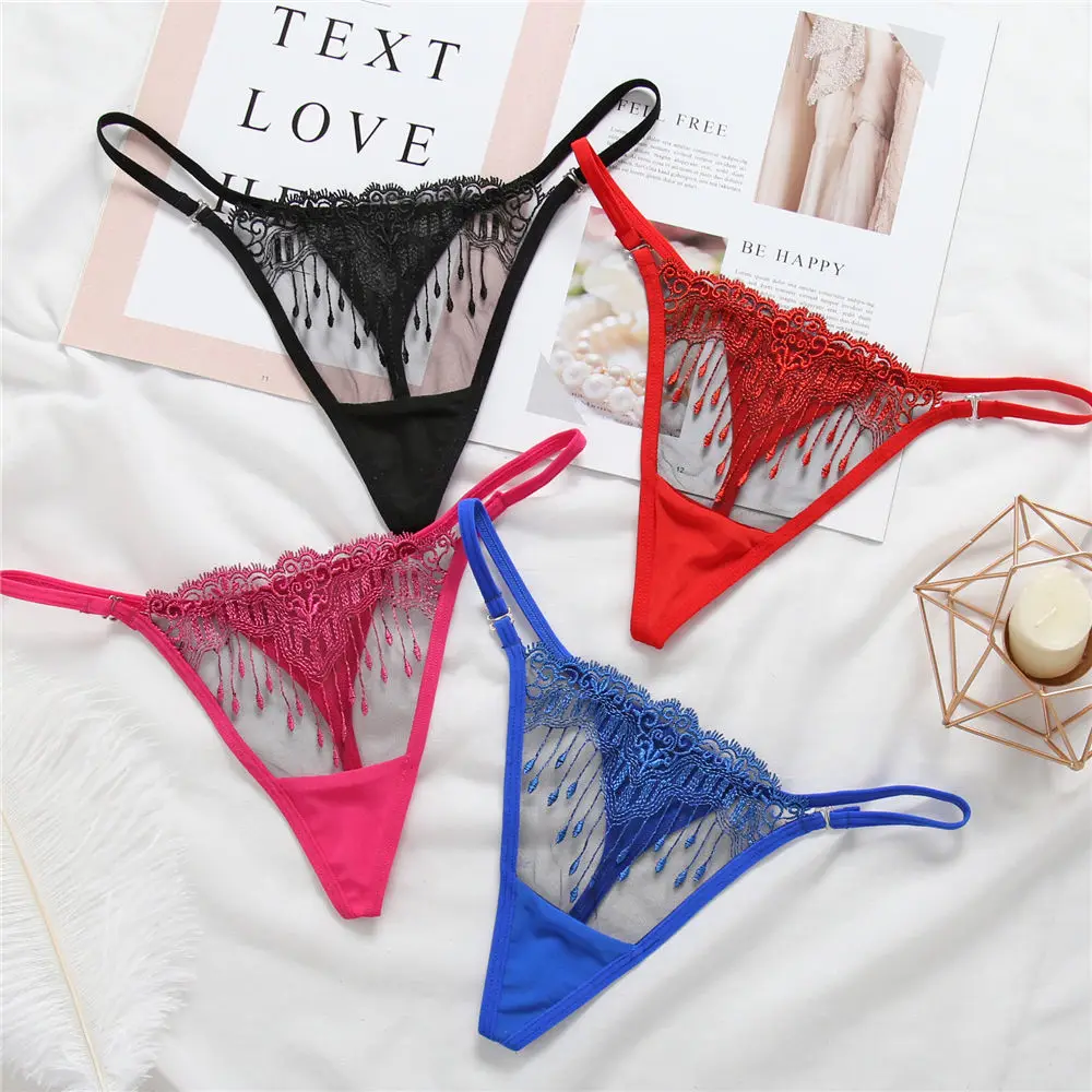 

Manbird Women Lace Panties Transparent Briefs Female Ultra Thin Mesh Breathable Underwear Low Waist Erotic Sexy G-string Thongs