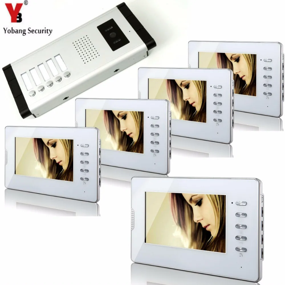 Yobang Security 7 Inch ApartmentVideo Door Entry Phone Call System 3 to