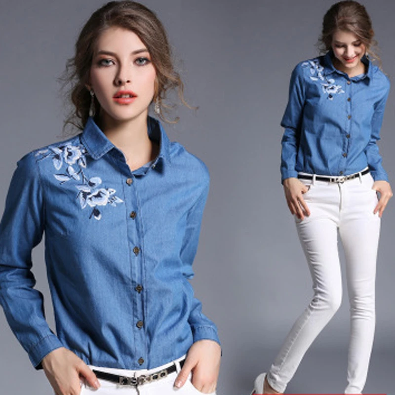 womens denim blouse shirt