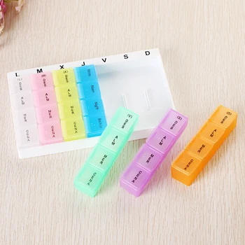 

Portable Pill Box Weekly Pill Box Clamshell 7 Days 28 Cases Household Storage Box Travel Pack Closed Pill Box