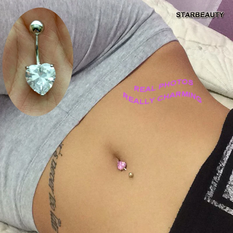 1pc Cute Heart Navel Piercing Nombril, Sexy Women Belly Button