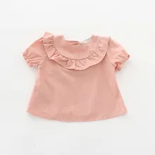 Летняя футболка для девочек детская хлопковая рубашка с короткими рукавами для младенцев рубашка для маленьких девочек 4 цвета