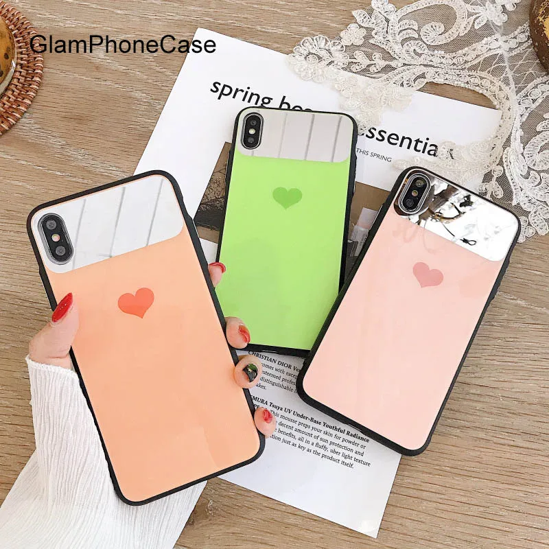 

GlamPhoneCase Simple Love Tempered Glass Phone Case For iPhone X XS Max XR Hard Case Cover For iPhone 7 8 6 6s Plus Case