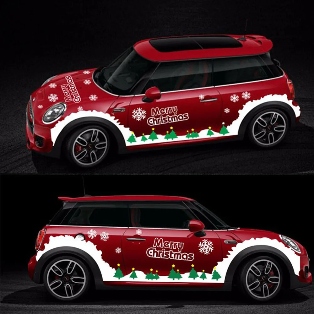 Автомобиль весь тело Счастливого Рождества наклейки украшения для MINI Cooper One S земляк F55 F56 F60 R55 R56 R60 аксессуары - Название цвета: Красный