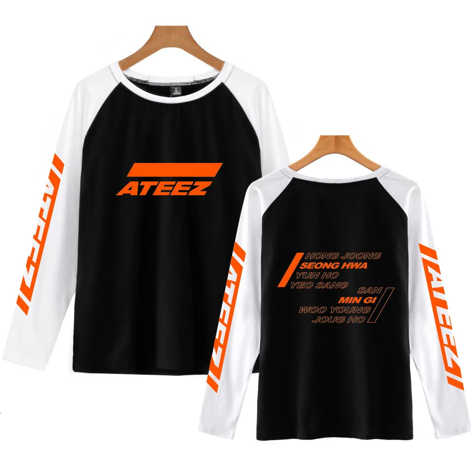 

FADUN TOMMY Ralgan Casual Harajuku ATEEZ Women And Men Clothes 2019 summer Hot Sale Long Sleeve T-shirt Print Kpop Plus Size 4XL