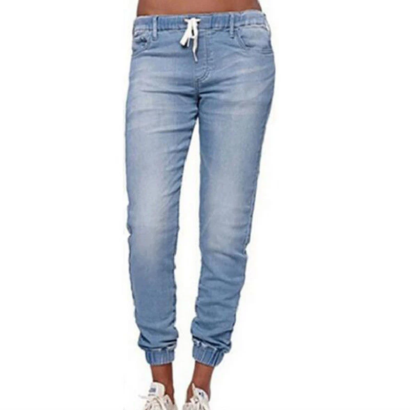 Women's Jeans Women Denim Pencil Pants Women Elastic Waist Trousers Ladies Oversized Denim Pants Women Summer Casual Jeans
