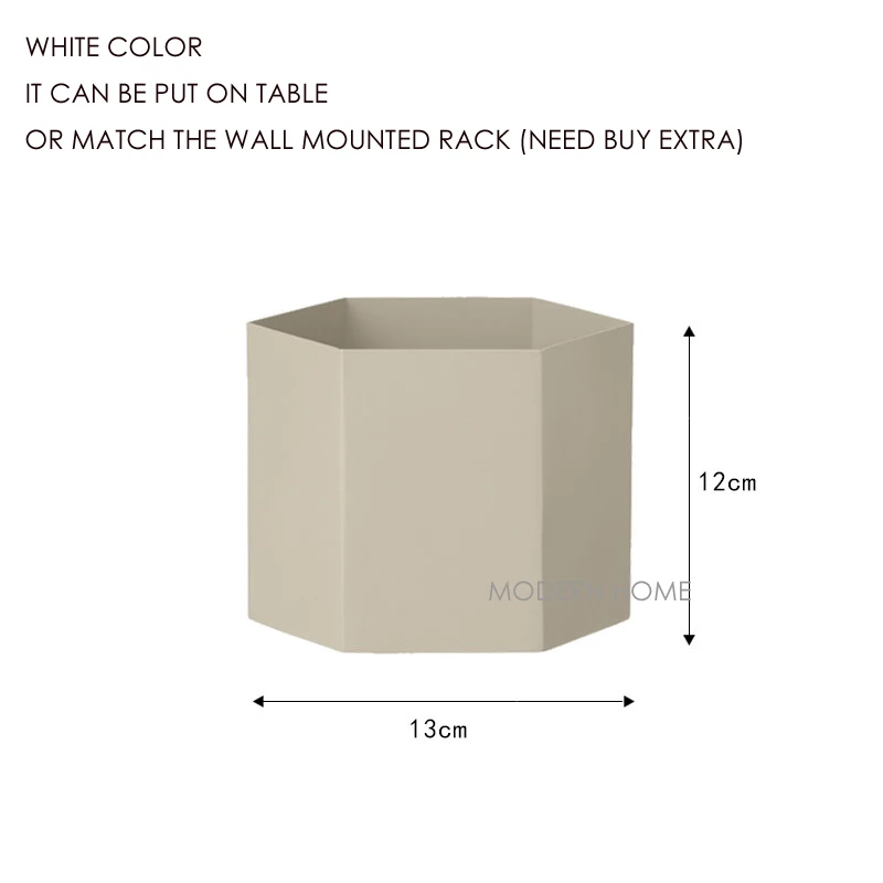Современная мода дизайн столешница использовать или настенный Лофт металлические цветочные горшки стойки лоток для хранения, растения организации корзина горшок - Цвет: White Pot