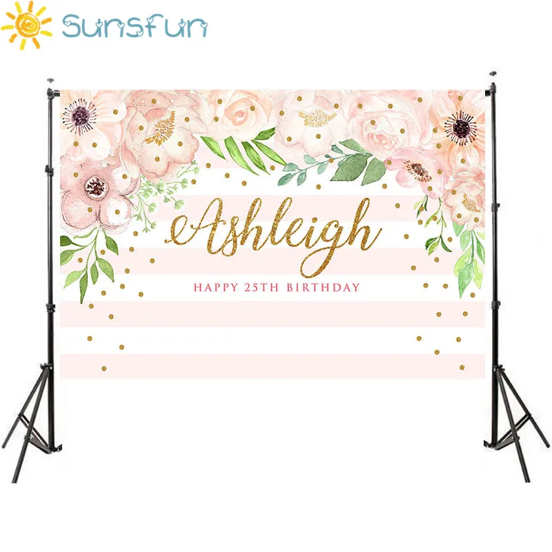 Sunsfun 5x3ft розовый и мятно-зеленый цветочный фон для взрослых для печати на день рождения фон цветочный полосатый фон 150x90 см