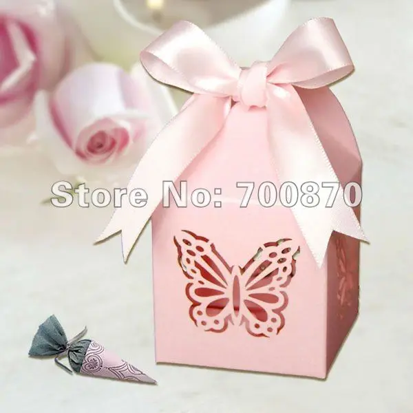New Arrival FB1003 05 12pcs/set 2"*2"*3" Laser Cut Butterfly Favor box(Color can be customized