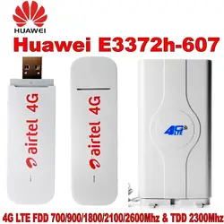 Оригинальный huawei E3372 4G USB Stick E3372h-607 с антенной 150 Мбит/с 4G LTE USB dongle datacard с CRC9 антенны