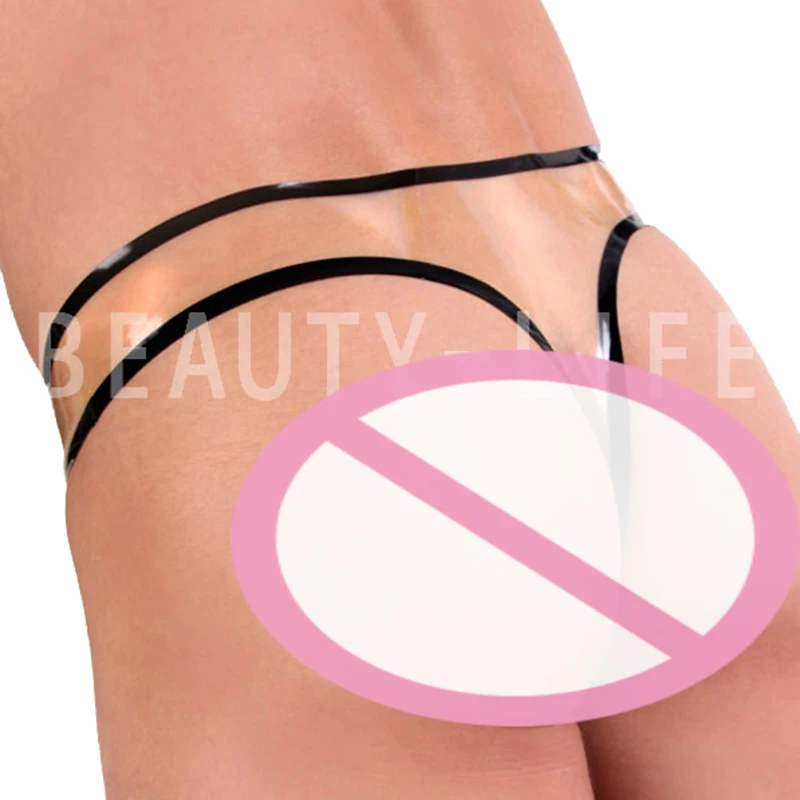 New hot sexy tight man latex Thong G-strings Shorts Briefs with strips