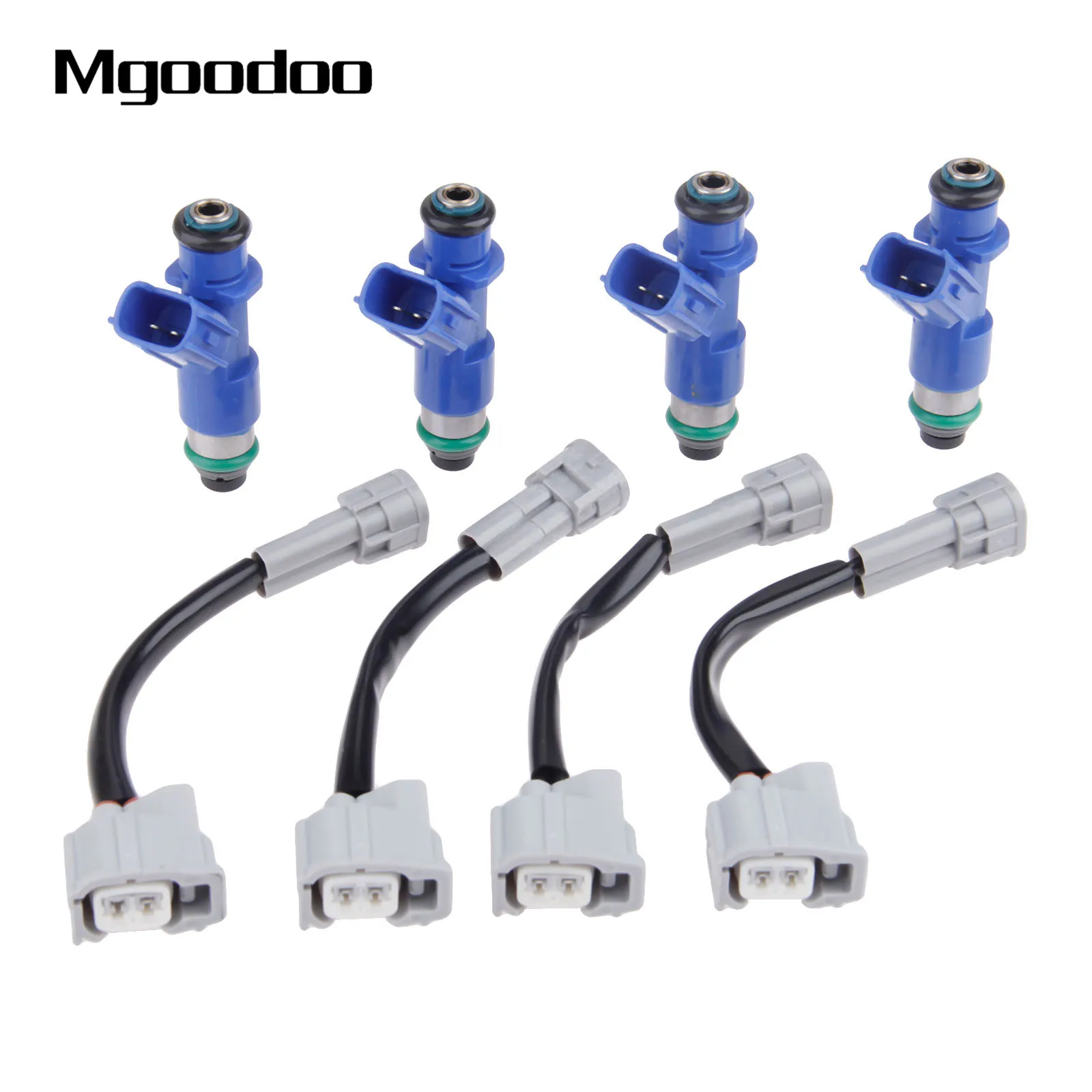 

4Pcs 410cc RDX Fuel Injectors W/ Plug & Play Adapters 16450RWCA01 16450-RWC-A01 For Acura Honda Civic RDX Integra RSX K20 K24