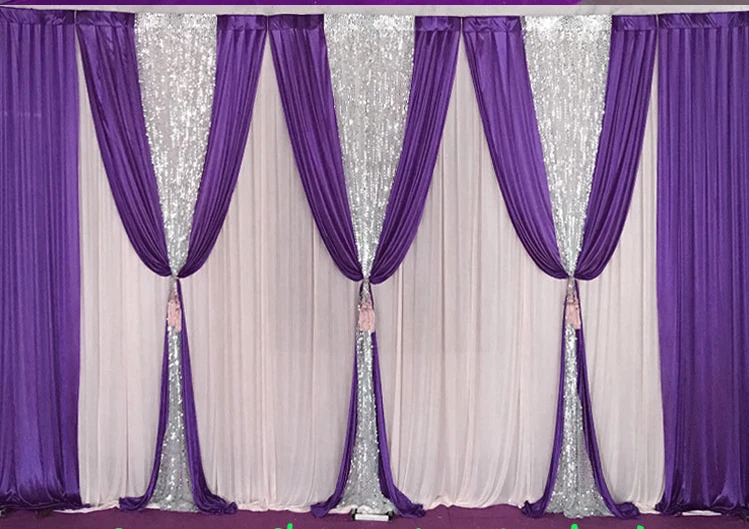 10ft X ft Voilet Purple With Shiny Silver Sequin Swag Wedding Backdrop Stage Curtain Wedding Decoration Voilet Aliexpress