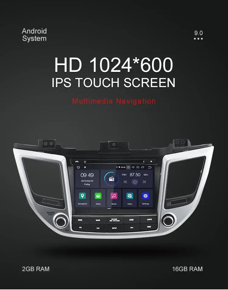 Perfect Besina Android 9.0 Car DVD Player For Hyundai Tucson/IX35 2016 2017 Multimedia GPS Navigation Stereo 2Din Car Radio WIFI audio 1