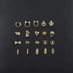 10 шт. Япония Корея золотой 3d-украшения для ногтей Star алмаз в форме сердца кристалл AB Блеск Стразы Полые Металлические Шпильки Аксессуар