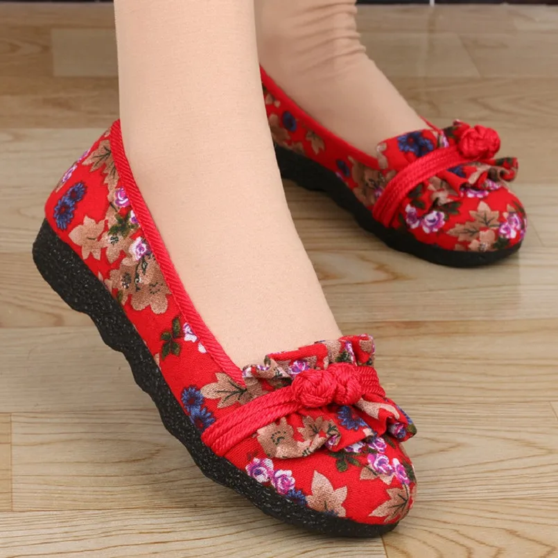 

Cresfimix zapatos de mujer women casual high quality canvas dance shoes lady chinese traditional embroidery comfy shoes a2041