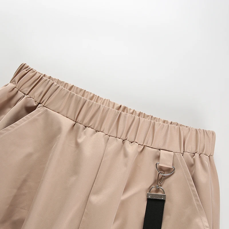 9Sweetown Harajuku Safari Style Pantalon Femme Khaki High Waist Joggers Pants Streetwear Women Knitted Pocket Cargo Harem Pants
