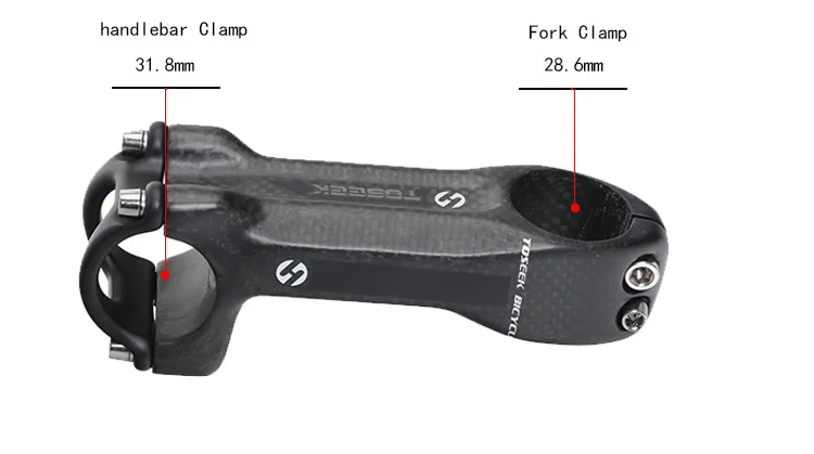 Toseek полностью Углеродный волокно стержень для дорожного велосипеда горный велосипед стволовых запчасти вилка 28,6 мм или 31,8 мм бар 25,4 мм или 31,8 мм Длина 60-130 мм - Цвет: Красный