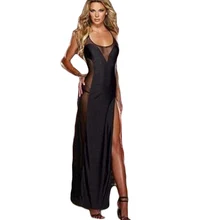 Длинное платье с лямкой на шее, нижнее белье для игр, прозрачные лямки, Детская кукла, сексуальное нижнее белье, вилка, шлюха, наряд CA192