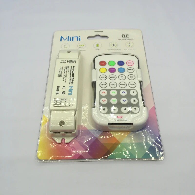 2pcs 28 Keys M7 RF Wireless Remote Controller+M3 3A Mini RGB Controller