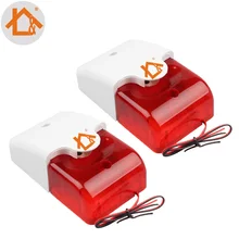 2 шт./лот, проводная сирена, мини-крытая сирена с красной вспышкой, светильник, работающий с домашней сигнализацией