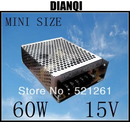

power supply 60W 15V 4A power suply unit 60w 15v mini size din led ac dc converter ms-60-15