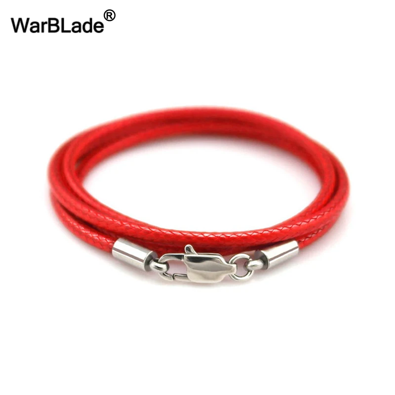 WarBLade 1,5 мм 2 мм 3 мм черный кожаный шнур Цепочки и ожерелья цепь Нержавеющая сталь застежкой омар разъем вощенный шнур веревка для Для мужчин
