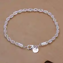 top quality Men jewelry wholesale silver plated bracelets & bangles 20cm Flash twisted rope pulseira 925 Stamp