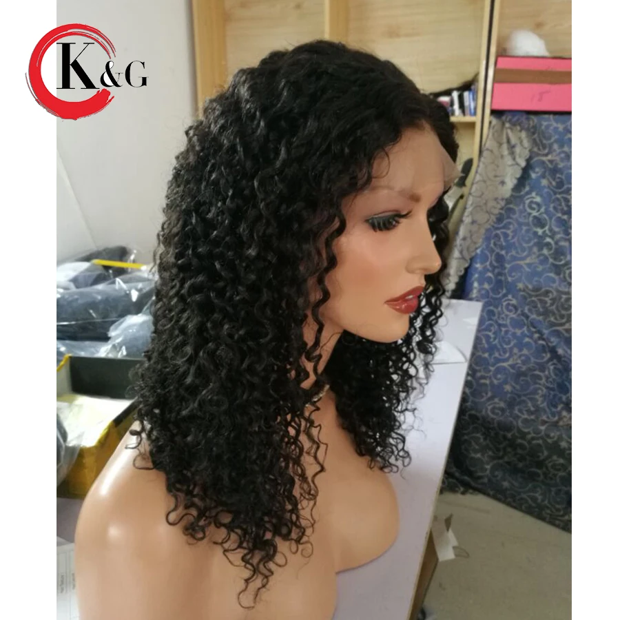 Kun Ганг высокой плотности кружева передние человеческие волосы парики 250% плотность курчавые вьющиеся бразильские парики Remy с волосами младенца предварительно сорвал