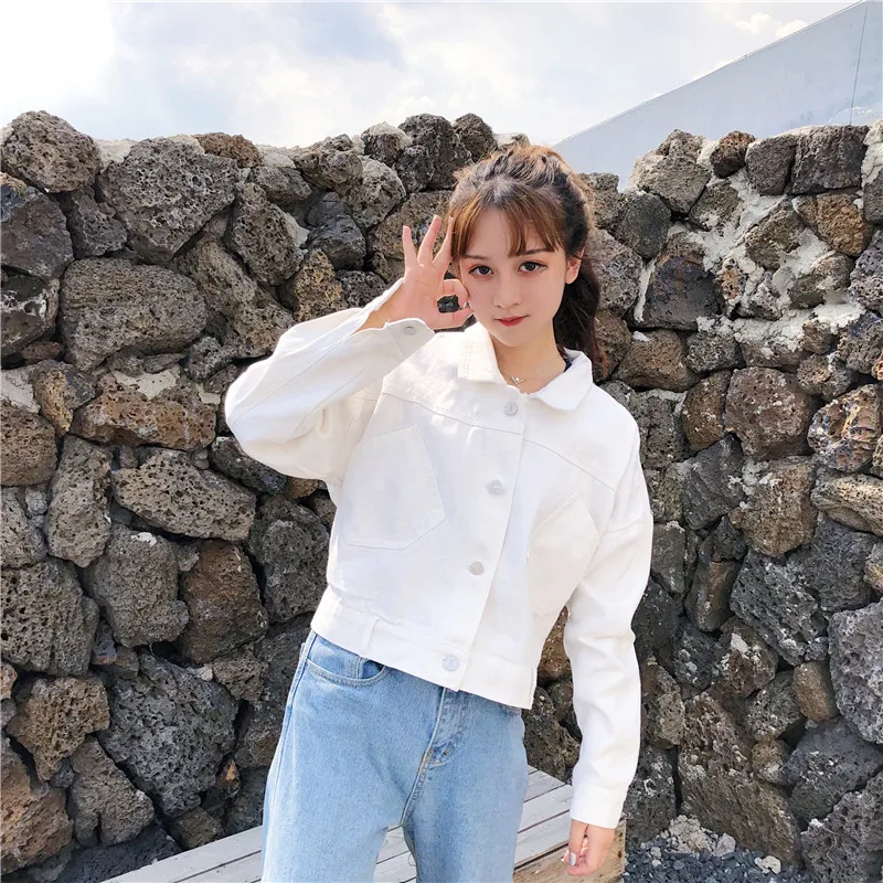 Женская одежда новая Корейская куртка ulzzang harajuku BF однотонные милые однобортные