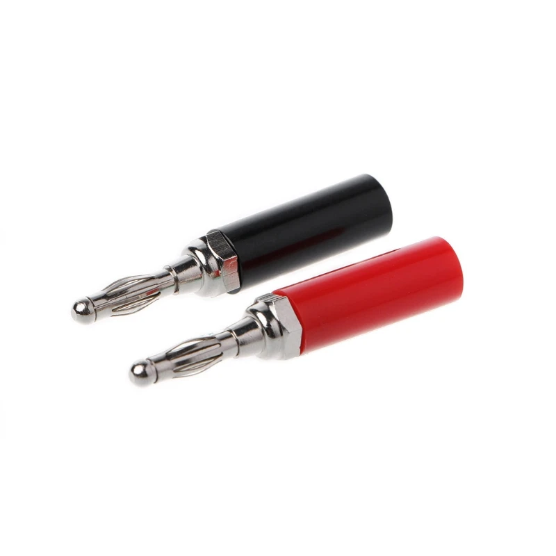 

2 Pcs 4mm Adapter Wire Cable Audio Speaker Banana Plug Connectors Black & Red