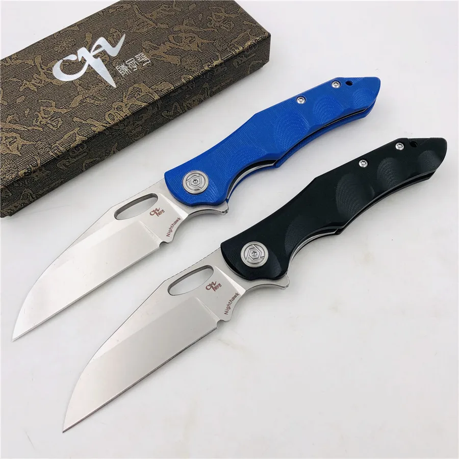 

LATEST CH2009 Nighthawk Folding Knife D2 Blade Black/Blue G10 Handle Pocket K Camping Survival Tactical Knives EDC Hand tool