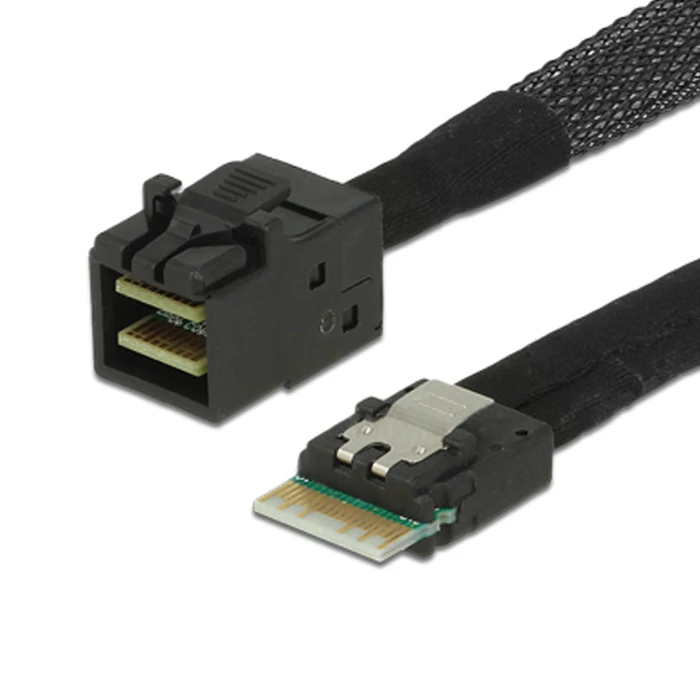 

NGFF Slim Line SAS 4.0 SFF-8654 4i 38pin Host to HD Mini SAS 4i SFF-8643 36pin Target Cable 50cm
