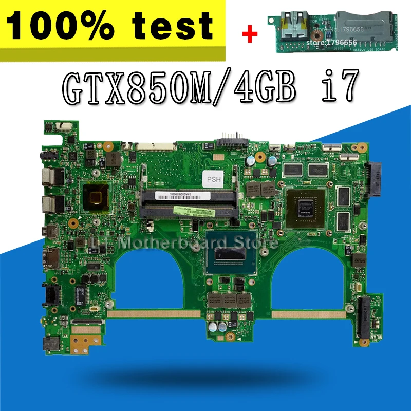 Отправка платы + N550JK материнская плата I7 GTX850M для For Asus Q550J G550JK N550J ноутбука