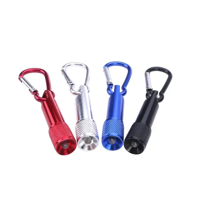 4 Pcs Mini LED Flashlight Torch Light Carabiner Keychain Outdoor for