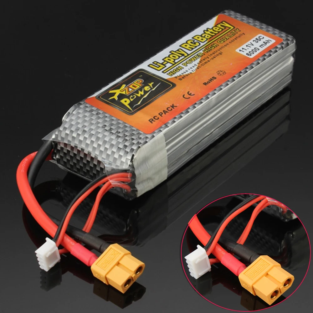 

1pcs ZOP Power 11.1V 6000mAh 3S 35C XT60 Plug For RC Drone Models Helicopters Airplanes Cars Boat Batteria