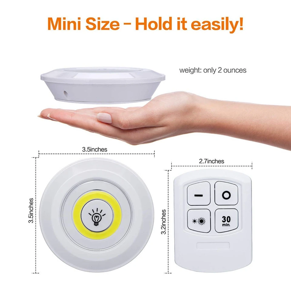 السوبر مشرق COB LED الحجرات ضوء اللاسلكية LED بطارية قلوية جهاز التحكم من بعد تحت مجلس الوزراء ليلة ضوء مصباح الجدار لغرفة النوم المطبخ
