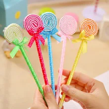 Cute Kawaii Plastic Ballpoint Pen Creative Lollipop Ballpen Caneta Stationery Gift School Supplies Free Shipping 1943